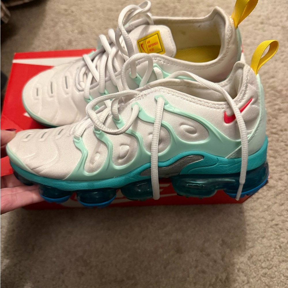 Nike Air VaporMax Plus White and Siren Red
